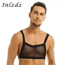 Сетчатое Мужское нижнее белье, майка без рукавов, прозрачная сетчатая майка с широкими бретельками X-Back, эластичная прозрачная майка