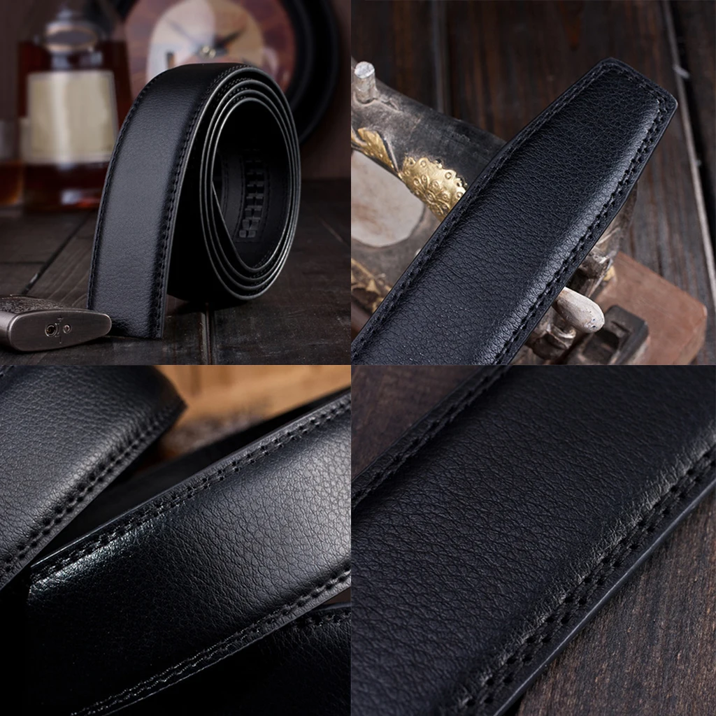 2 Pack Replacement PU Leather Belt Strap Without Buckle, Smooth Business Dress Casual Belts Strap - 3.5 cm/ 1.38 inch