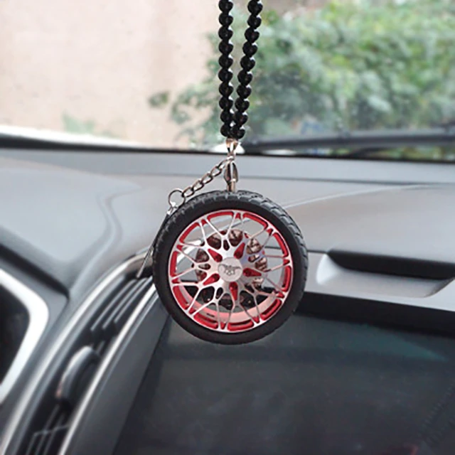 Metal Car Wheel Hub Pendant Decoration - Auto Interior Rear View Mirror  Hanging Ornaments and Car Accessories