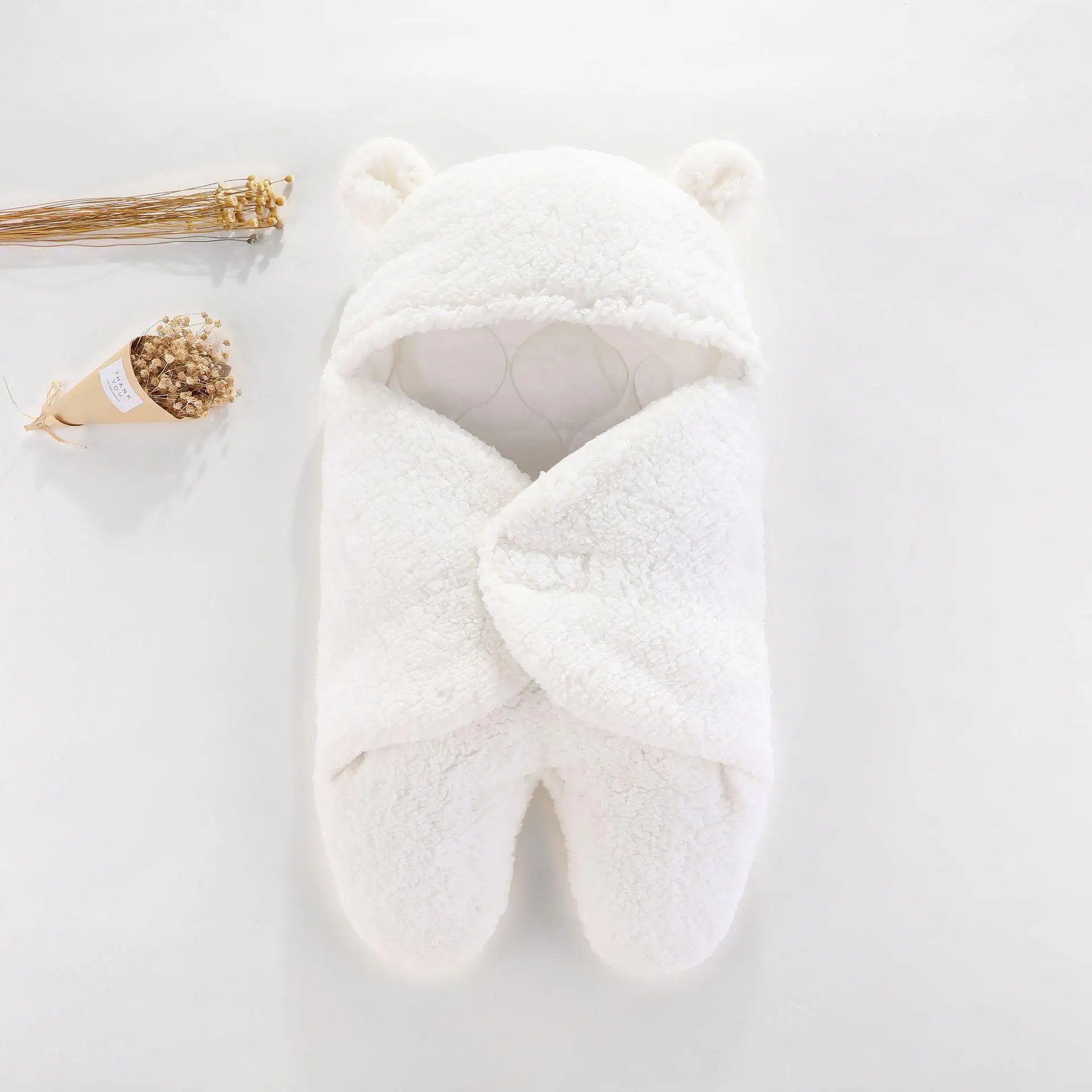 Детский конверт для новорожденного от 0 до 3 месяцев, теплое Хлопковое одеяло с раздельными штанинами, утолщенный плед для фотографирования, реквизит для фотосессии - Цвет: white