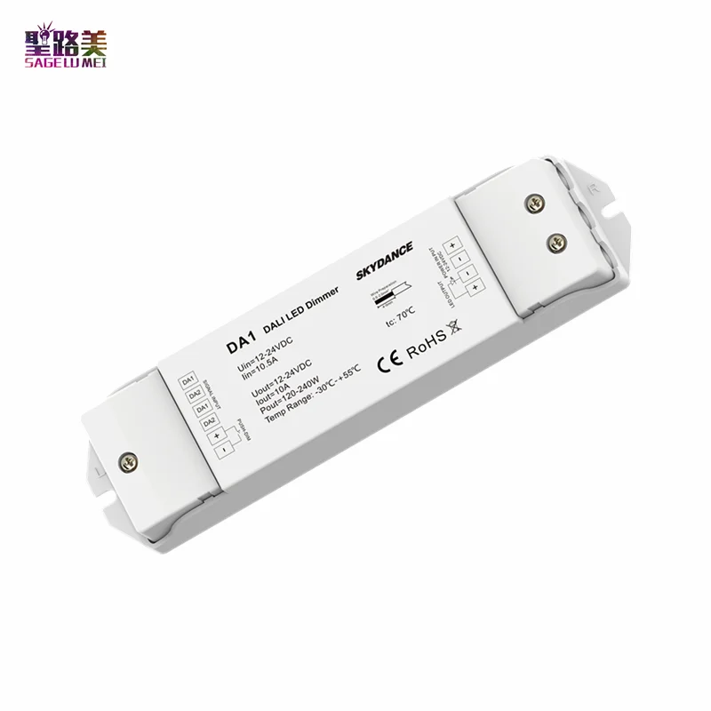 DA1 1 Channel Constant Voltage DALI LED Dimmer 15A output PMW dimming Push Dim Multiple protection DC 12V -24V LED controller