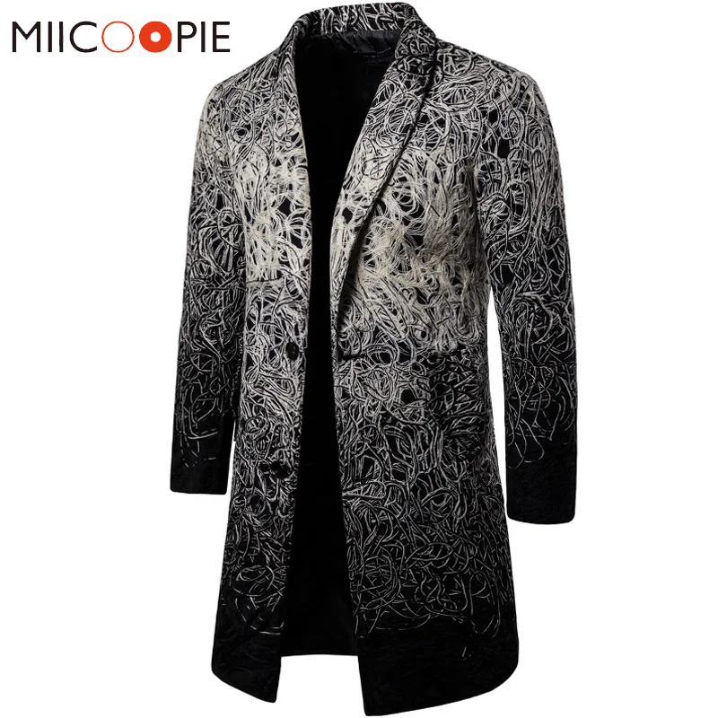 

New Brand Men Trench Coat Long Windbreaker 2019 Vintage Men Korean Gradient Hair Coil Cloak Slim Casual Trench Punk Jacket Coats