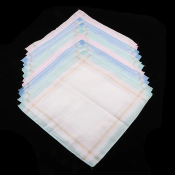 

12 Pieces 100% Cotton Handkerchiefs Ladies And Gentlemen Plaid pocket square handkerchief women cotton