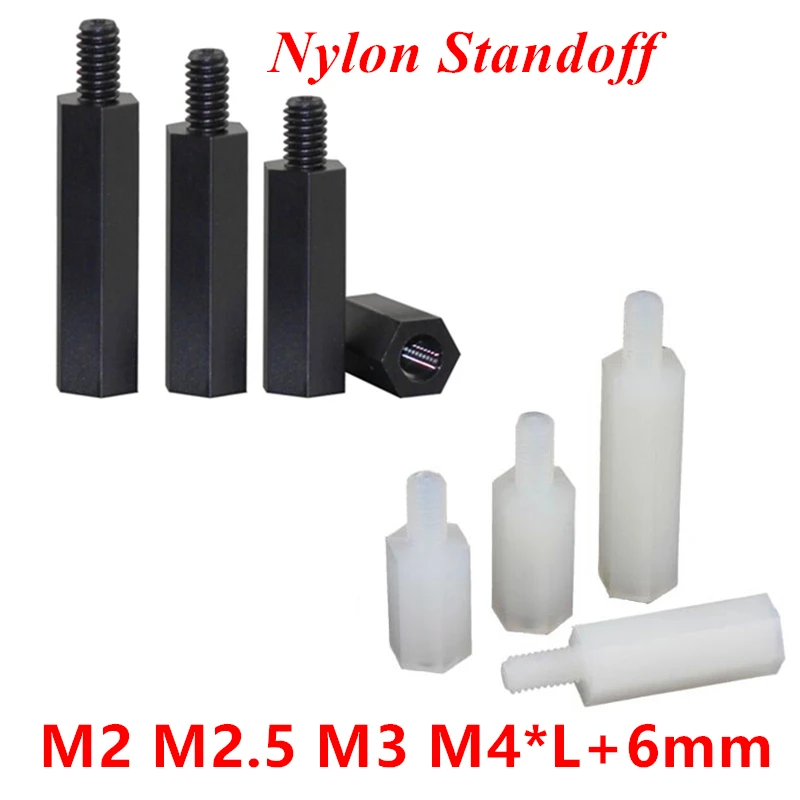 20/50pcs M2 M2.5 M3 M4 Nylon Standoffs Black/white Hex Nylon Standoff