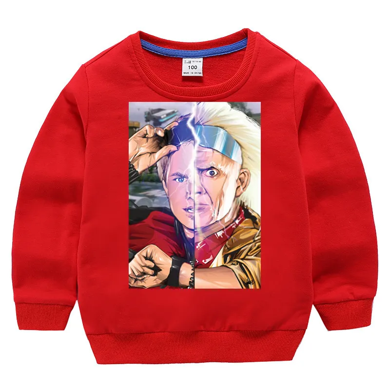 T51-Red Детская Back to The Future принт хлопок девочки; дети хлопковые пуловеры, топы для маленьких мальчиков осенняя одежда свитера для детей, которые начинают ходить - Цвет: T51-Red