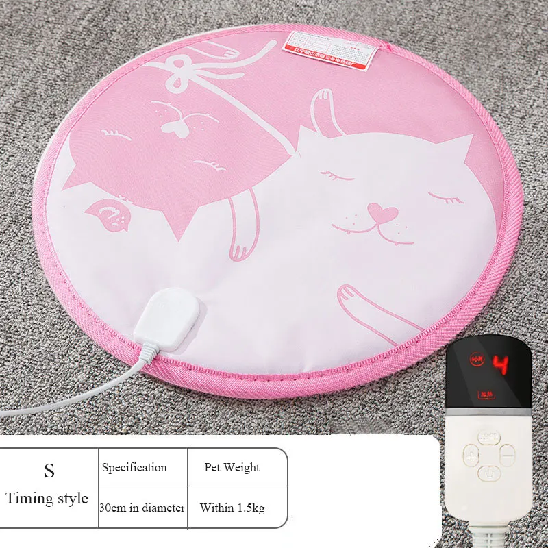 Pink S Интеллектуальная грелка для кошки, зимняя грелка, животные, водонепроницаемый нагреватель, одеяло 4 передач, диаметр 40 см, коврик с подогревом для домашних животных, собак, 220 В - Цвет: Pink S