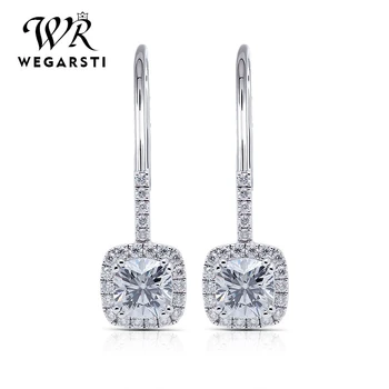 

WEGARSTI 925 Sterling Silver Created Moissanite Blue Red Purple Gemstone Earrings Ear Drop Wedding Fine Jewelry Wholesale