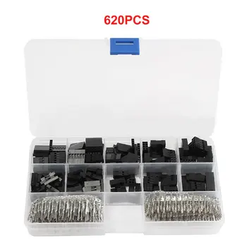 

620pcs Dupont Connector 2.54mm Dupont Cable Jumper Wire Pin Header Housing Kit Male Crimp Pins+Female Pin Terminal Connector