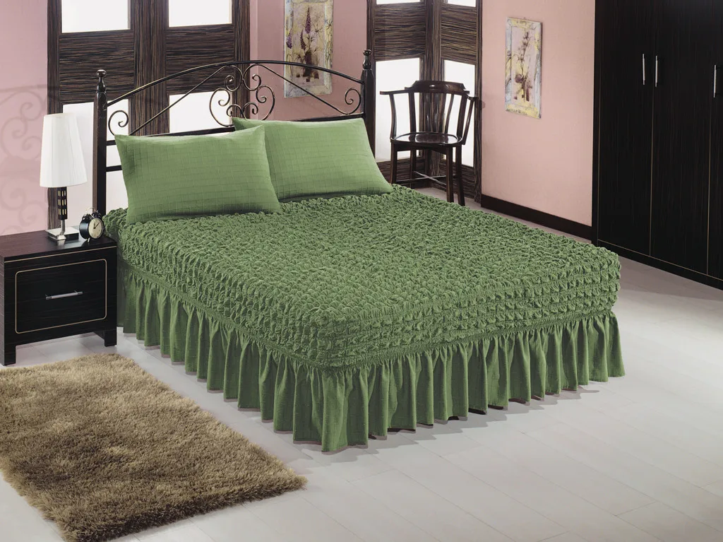 Universal cover bedspread on the bed, color greenBedspread AliExpress