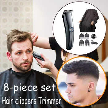 

USB Rechargable Hair Clipper Men Child Barber Cordless Electric Hair Cutting Machine Shampoo Cape Set Smarthome Haircut Trimmer