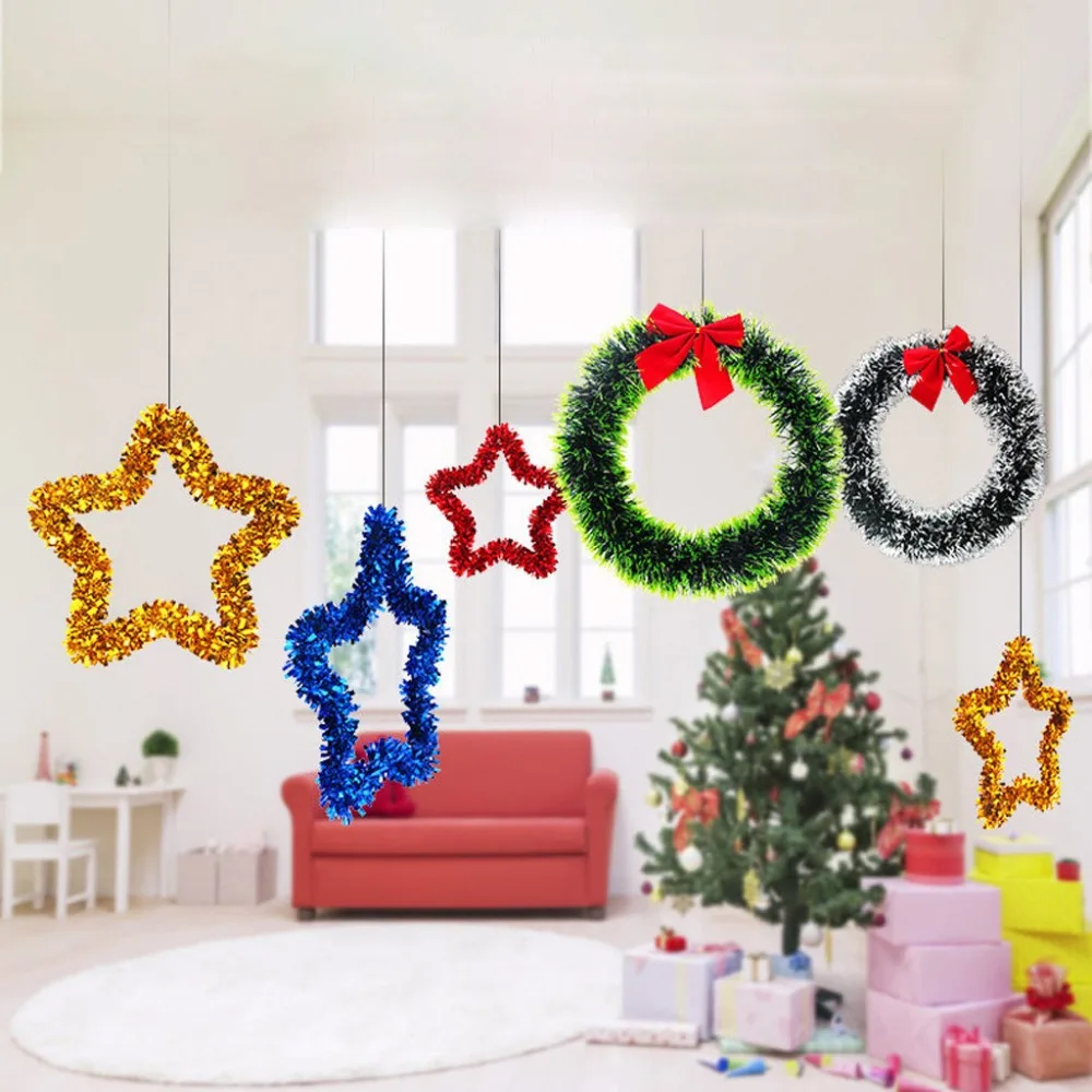 Рождественские украшения, блестящие звезды, мишура-гирлянда, сделай сам, Рождественское украшение, подвесные Подвески 35 см, Navidad, Прямая поставка