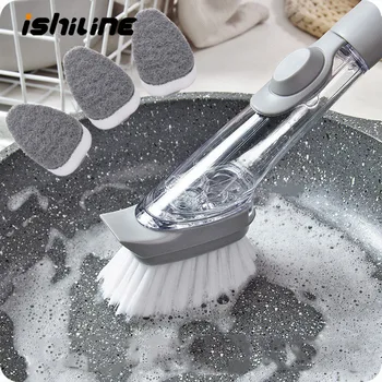 

Automatic Liquid Brush Pot Artifact Non-Stick Oil Wash Pot Brush Kitchen Cleaning Brush Long Handle Decontamination Pot Brush