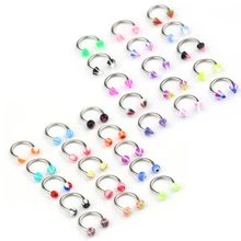 10 pçs/set Colorido Acrílico Anéis de Nariz Piercing Ferradura Circular Barbell Anel Labret Lábio Sobrancelha Orelha Piercings Jóia Do Corpo