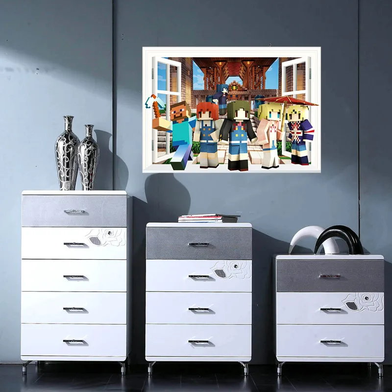 3D мультфильм Стива игра наклейки на стену для детской комнаты мозаика игры плакаты Decoracion Hogar современные наклейки на стену