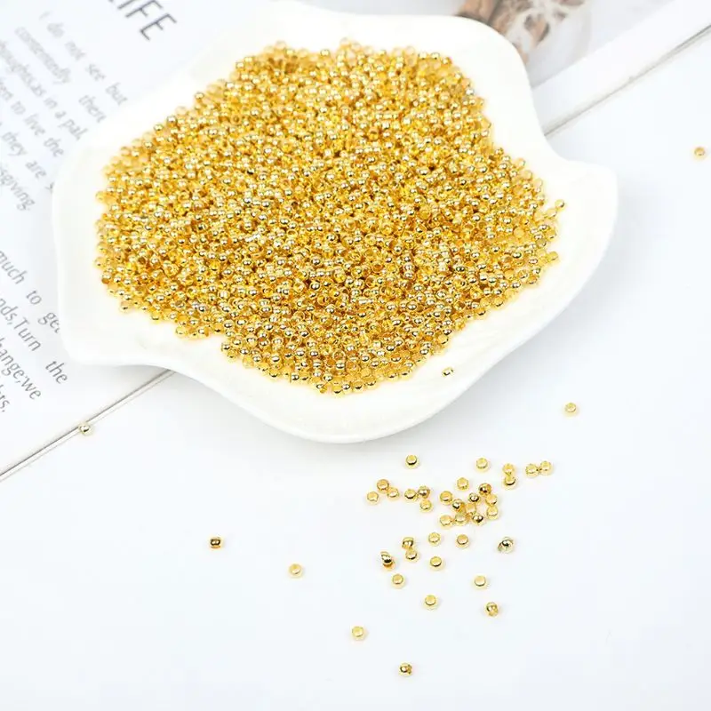 

500Pcs Metal Smooth Spacer Round Ball Crimp End Beads 2-4mm Tiny Stopper Spacer Beads For Diy Jewelry Making Findings
