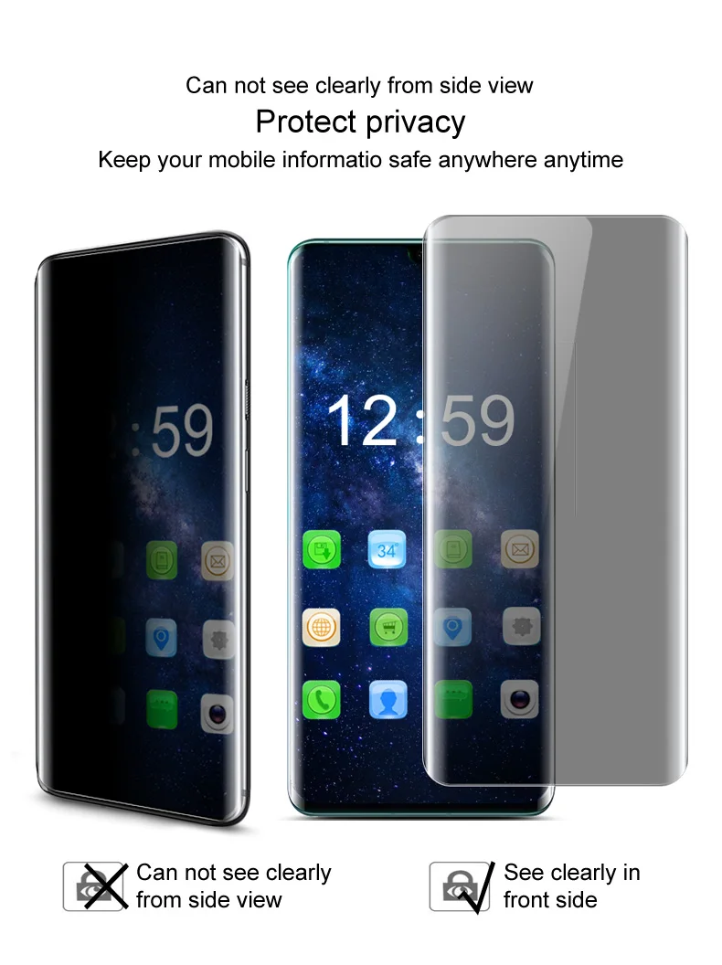 Imak Anti-peeping Privacy Tempered Glass for Oneplus 7 Pro 3D Curved Full Coverage Not Silkprint Design