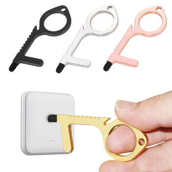 

Copper Contactless Door Opener Tool, Antimicrobial Hygiene Keychain, EDC Ergonomic Hook No Touch Key Safety Tool dropship