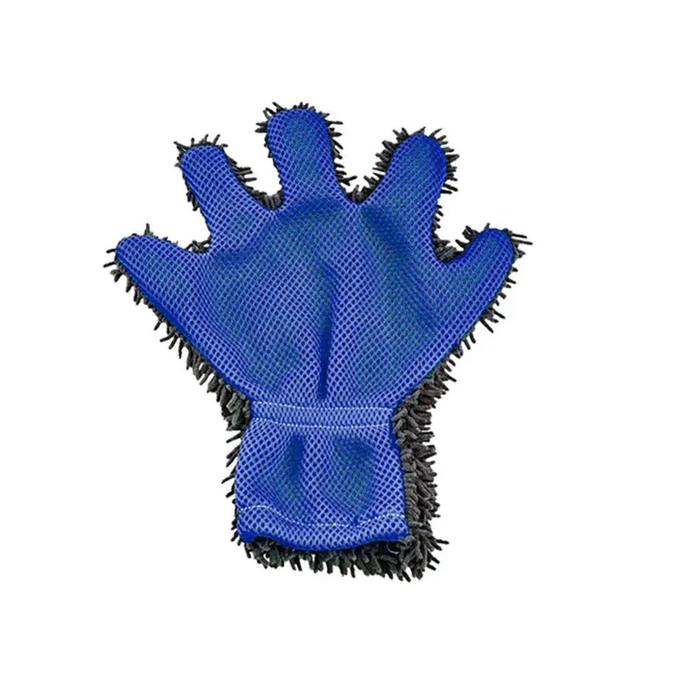 Перчатки для ухода за автомобилем с 5 пальцами, инструменты для удаления пыли, два боковых, прочные, для мытья автомобиля, практичные - Цвет: blue and grey