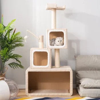 

Cat Kitten Cat Tree Scratching Post Tower Box Structure Cat Activity Centers