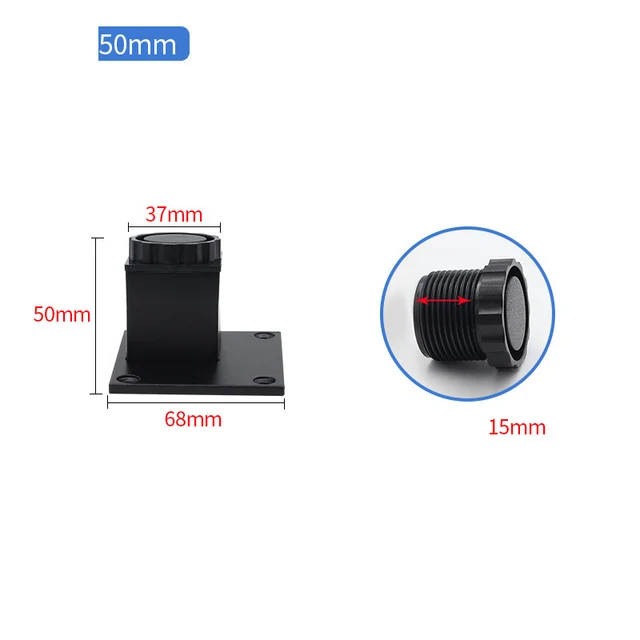 4pcs/lot 5-30cm Aluminum alloy cabinet foot Height adjustable Furniture support legstable Chairs Bed Sofa Feet square Level Feet black 50mm