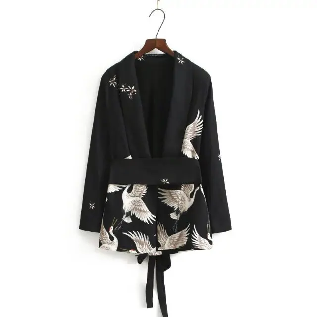 

2017 Spring And Summer New Style Ozhouzhan Crane-Style Belt Suit Women's Printed Suit Coat Xdz0927