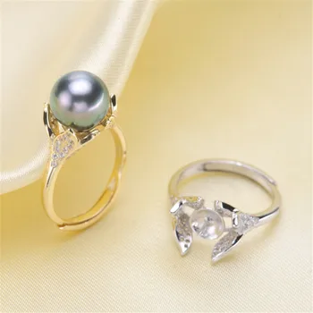 

Delicate Pearl Rings Settings S925 Sterling Silver Rings Mount Women DIY Handmade Craft Rings Jewelry Accessory