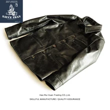 SauceZhan,, мужская кожаная куртка, кожаная куртка, модная мотоциклетная куртка, Мужская кожаная куртка, пальто Brakeman