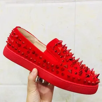 

Luxury Designers Beertola Men's Sneakers Slip-On Rivet Masculine 2019 Spikes Flats Shoes Casual Style Chaussures Male Big Size