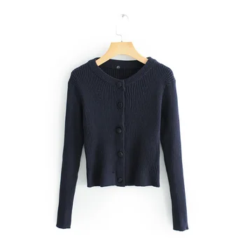 

2019 Autumn Long Sleeve Pit Bar Cardigan Sweater Woman Casual Knitting Wear