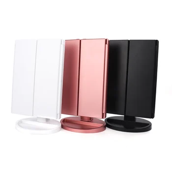 180 Degree 3 Folding Adjustable Makeup Mirror With Led Light Makeup Mirror LED Touch Screen 1X/2X/3X Magnifying Vanity Mirror frameless vanity mirror with light hollywood makeup lighted mirror 3color light cosmetic mirror adjustable touch screen 58 46cm