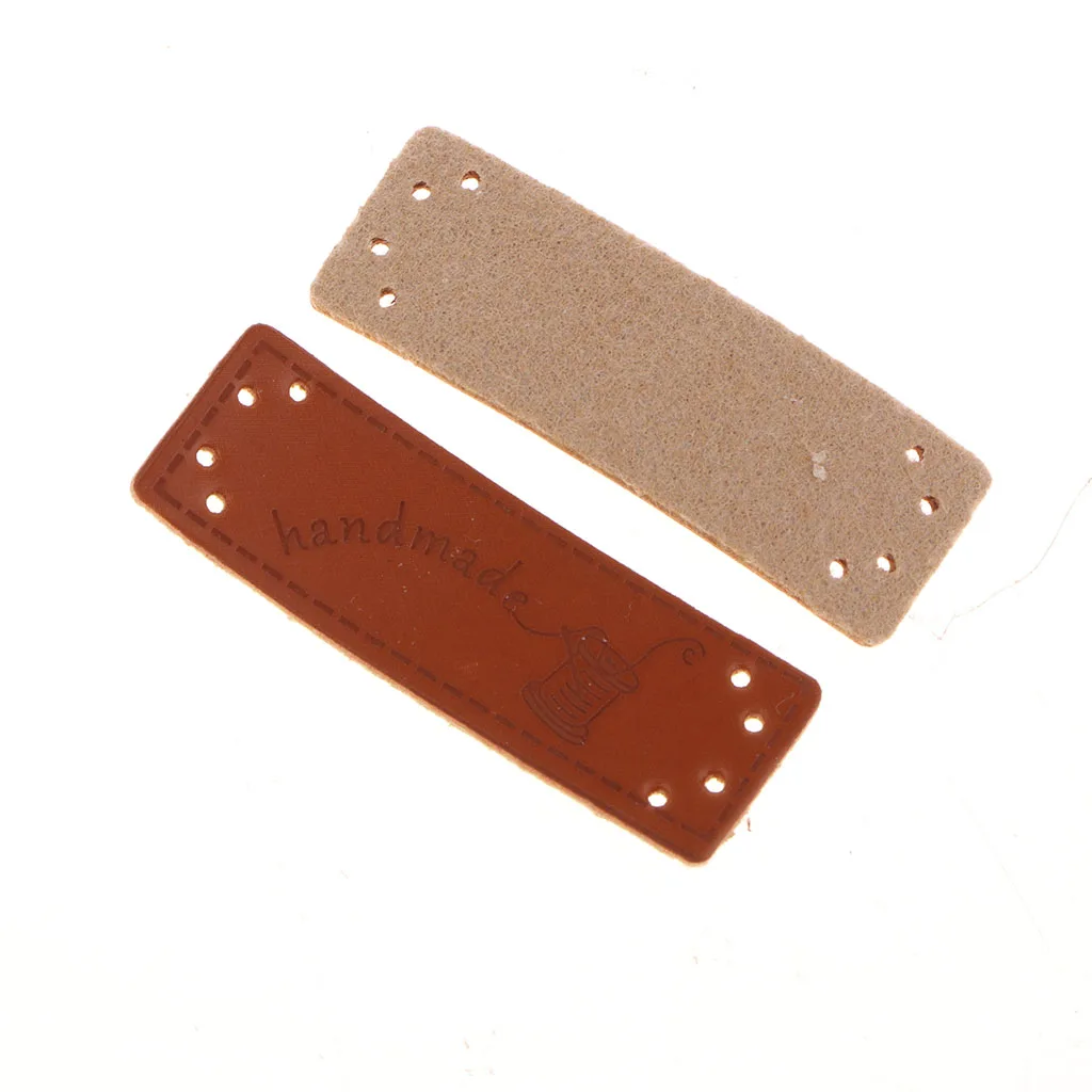 20pcs Leather Handmade Label Patches Tags DIY Sew Clothes Craft Leather Tags Hand Made Engraved Tag Labels Apparel Accessory