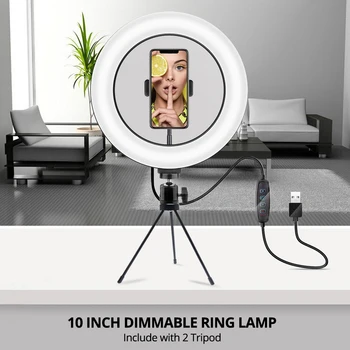 

Mcoplus Selfie Ring Light lamp Dimmable Photography LED Light With Tripod For SLR Camera Phone Video Live Youtube tik tok acces