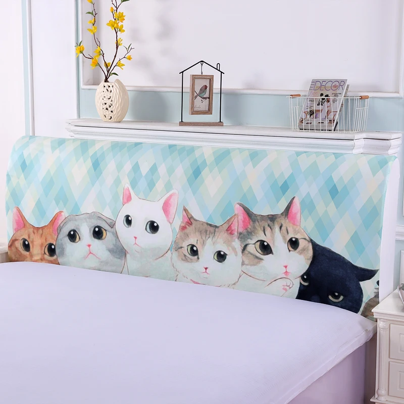 

Cartoon Cats Bed Head Cover Full Enclosed Elastic Dust-proof Bed Head Cover/ Protective Cover