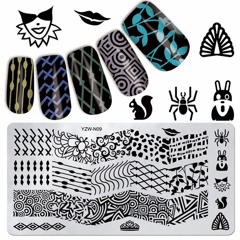 1 Pc Newly Original Design 6*12cm Rectangle DIY Nail Art Image Stamp Stamping Plates Nails Template#YZW-N09