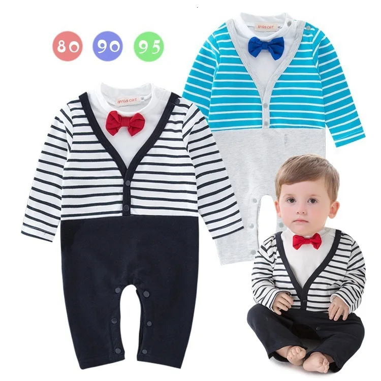 2019 Baby Autumn Spring Cotton Gentlemant Style Boy Clothes Newborn Girl Clothing Infant Jumpsuit For |