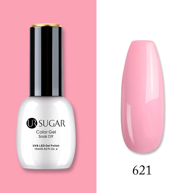 621 Ur Sugar, 15 мл, Цветной Гель-лак, гибридный лак для ногтей, для маникюра, УФ-светодиодный Полупостоянный гель для ногтей, впитывающий Гель-лак, базовое верхнее покрытие - Цвет: 621