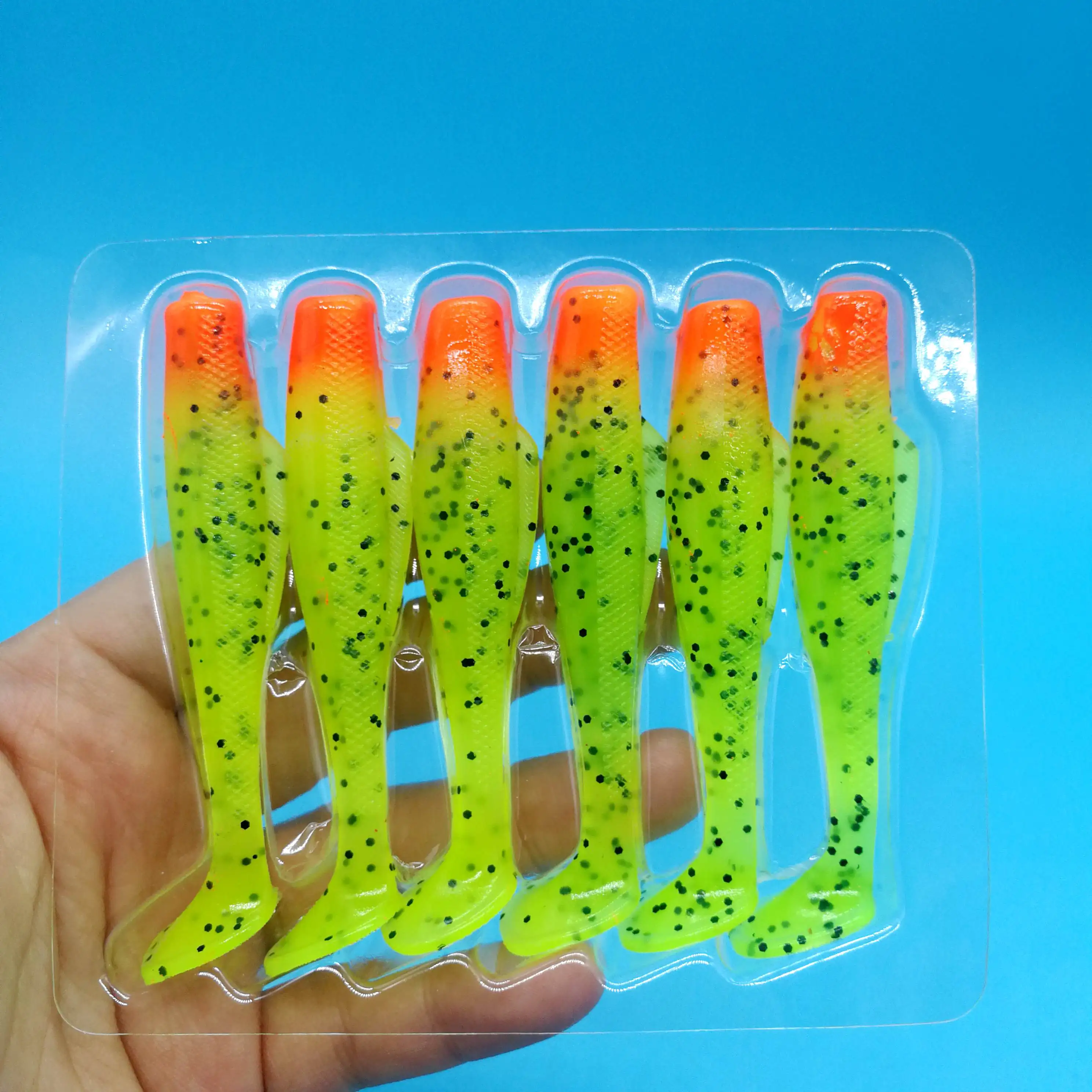 HOOFISH 12PCS/LOT Pesca Floating water jig Easy Shiner Fishing Lures4.5g/75mm 7colors Jigging Soft Baits T-tail isca bait