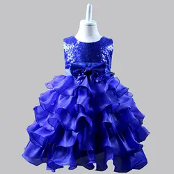 Новинка 2017 года; стильное газовое платье-пачка принцессы с блестками и бантом; нарядное платье; свадебное платье; детское платье с