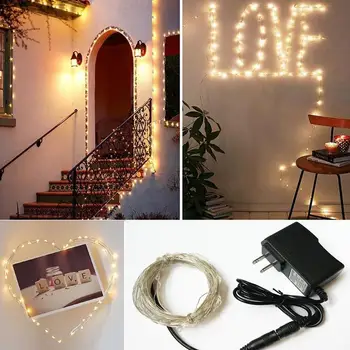

10M 100LED Copper Fairy Starry LED String Light DC 12V +US Adapter Home