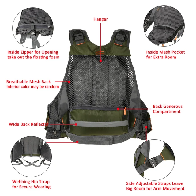 Blusea Mesh Fly Fishing Vest Multifunctional Fishing Vest Safety