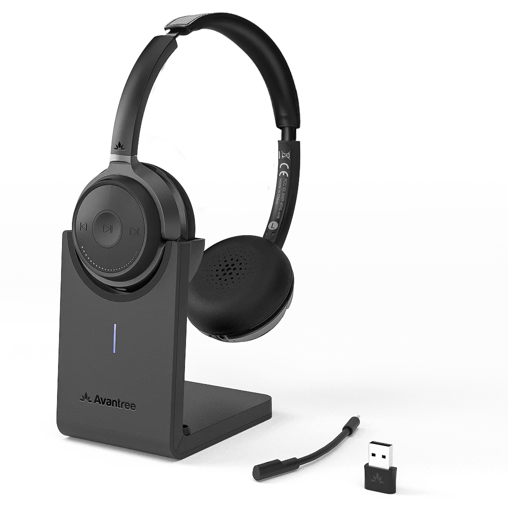 Avantree Wireless Headset with Microphone & Bluetooth USB Adapter