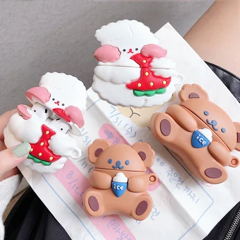

For Airpods Pro 3D Cute Cartoon Ice Cream Bear Case for Apple Airpods 1 2 3 Strawberry Rabbit Bunny Wireless Earphone Cover Box