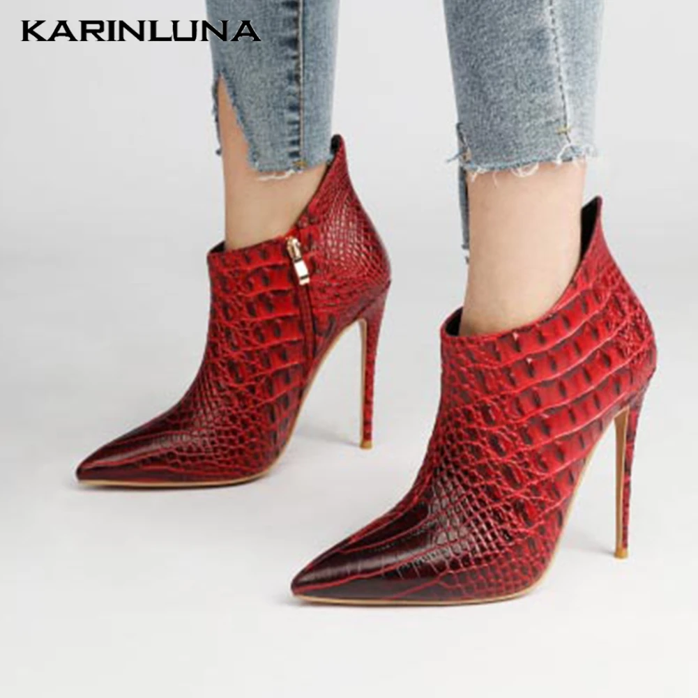 

Karinluna New Top Quality Customized Plus Size 45 Sexy Thin High Heels Spring Party Women Shoes Woman Ankle Boots Female