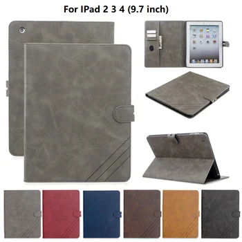

Vintage Leather Folding Magnetic Cover Case For iPad 2 3 4 Funda Tablet For iPad 3 4 2 Case Coque 9.7" Caqa Ultra Thin Case Gift