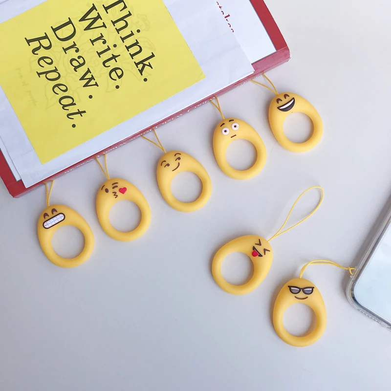 Cartoon Silicone Loop Cute Phone Strap Key Ring Unique Soft Universal Mobile Phone Finger Strap Charm Lanyard for iPhone 11 pro