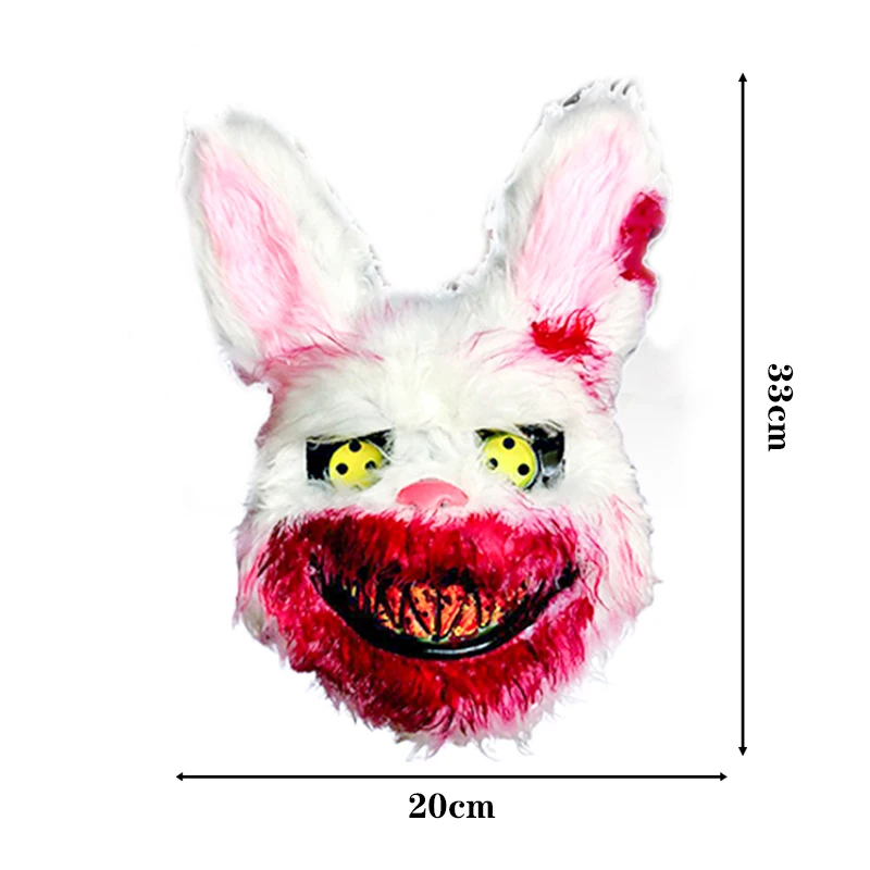Masque D'Halloween Lapin Effrayant Sanglant - Costume Horreur Adulte, Peluche Détail Réaliste - Pour Fête Et Décoration