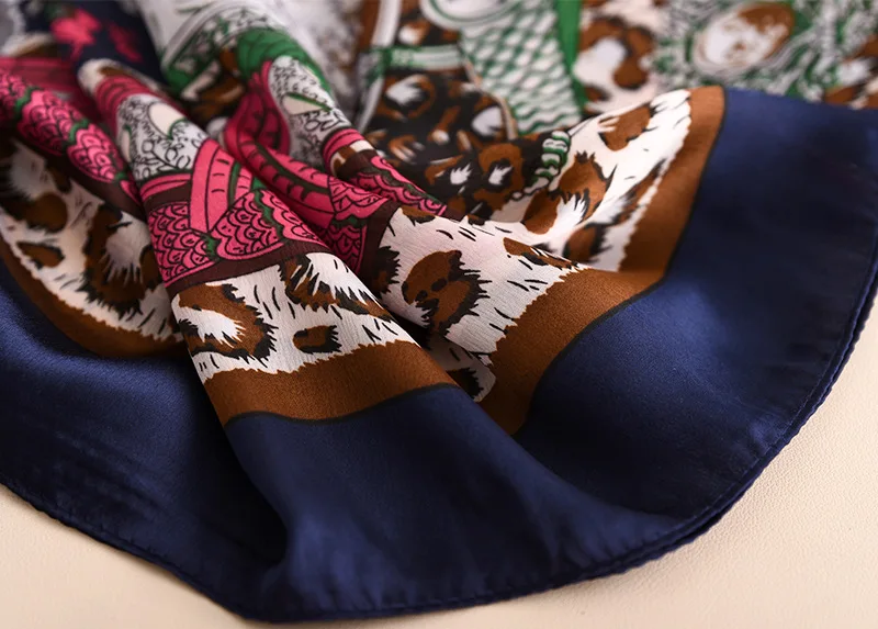 Леопардовый шарф женские мягкие шелковые шали и шарфы люксового бренда дизайнерский длинный платок-Бандана Femme головной убор Foulard SFN529