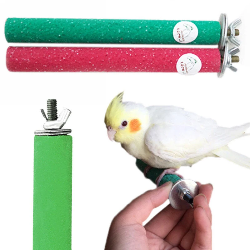 Palo de pie de pájaro de madera, barra de esmerilado de pico, poste de molienda, garras, suministros de aves, accesorios de jaula, 1 Uds.