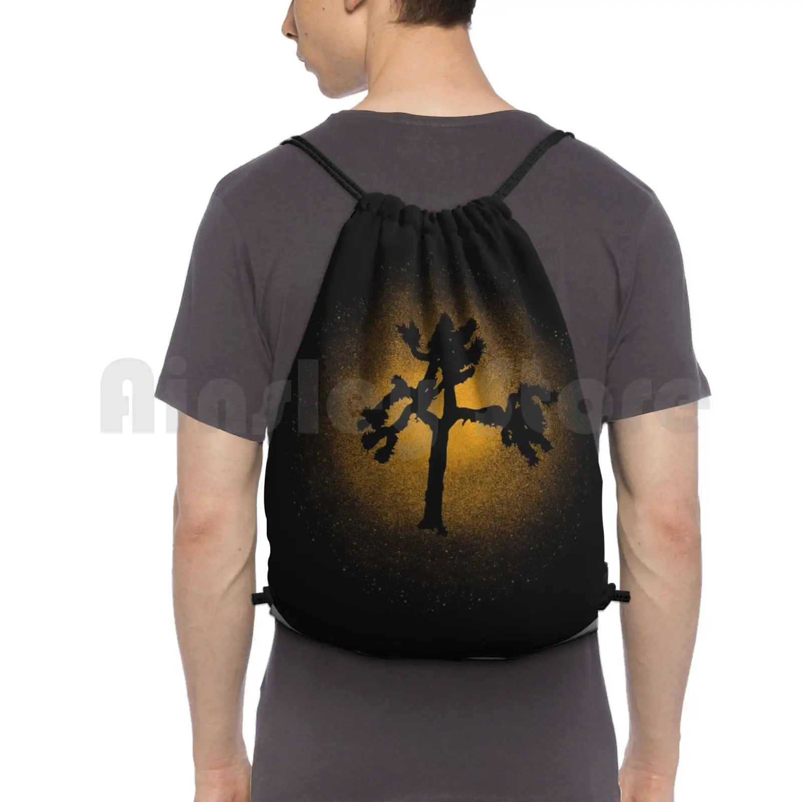 

Joshua Tree Gold 30Th Backpack Drawstring Bag Riding Climbing Gym Bag Joshua Tree Album Anniversary Music Live 30Th