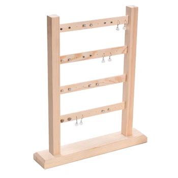 

4 Layer Home Jewelry Display Wooden Organizer Necklaces Stand Practical Holder Bracelets Storage Hanging Earrings Rack Pendant
